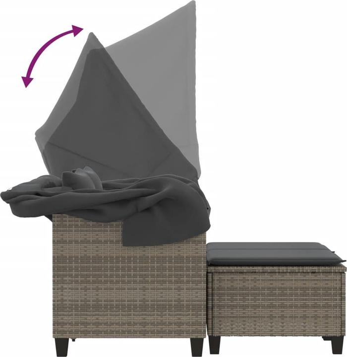 Image du produit VidaXL Canapé de jardin 2 places avec toit et poufs