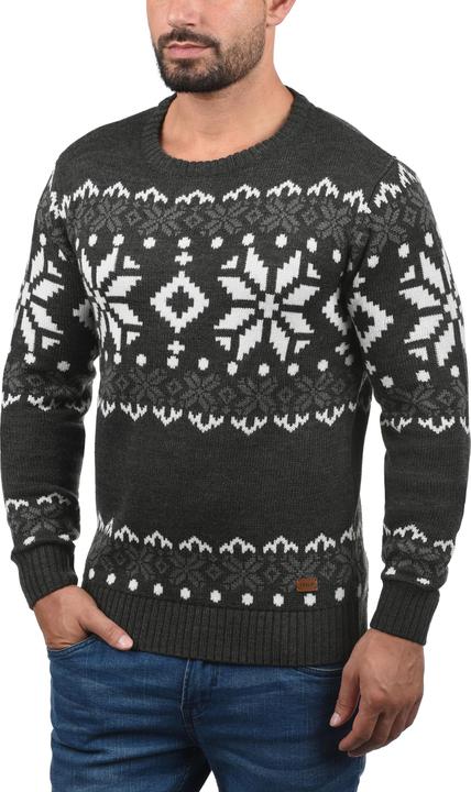 Image du produit Solid Norwig Pull En Grosse Maille Pull-Over Tricot Pour Homme Avec Encolure Rond (L)