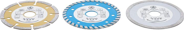 Produktbild BGS Diamant-Trennscheiben-Satz Bohrungs-Ø 20 mm Ø 115 mm 3-tlg.