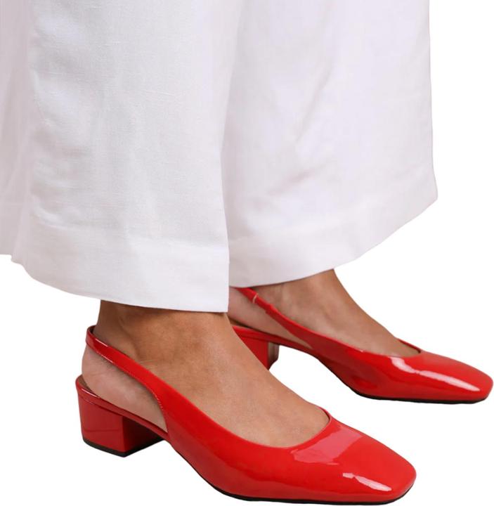 Actual product image Where's That From Womens/Ladies Michigan Patent Leather Sling Back Low Block Heel Sandals (36)