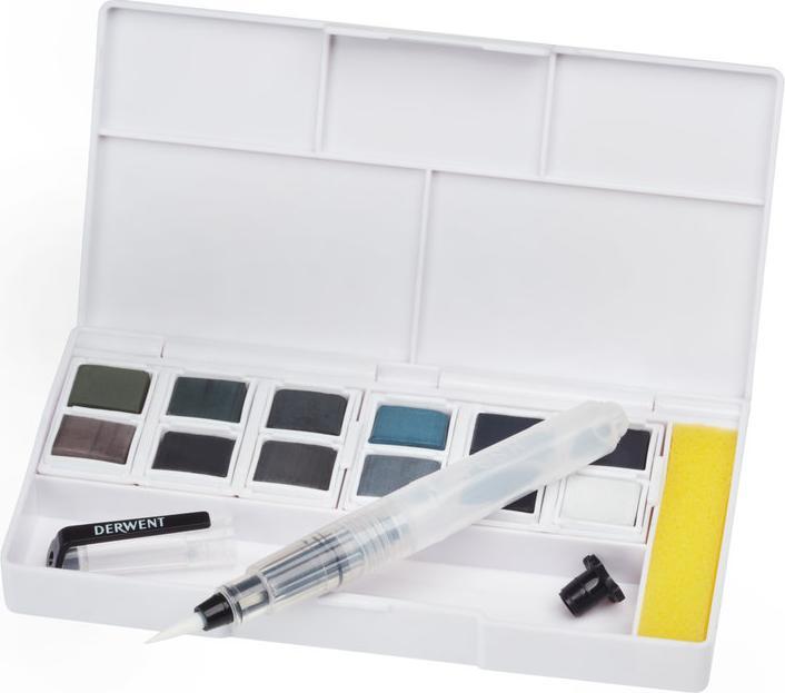 Image du produit Derwent Fusain teinté, soluble dans l'eau, miscible, 12 pièces