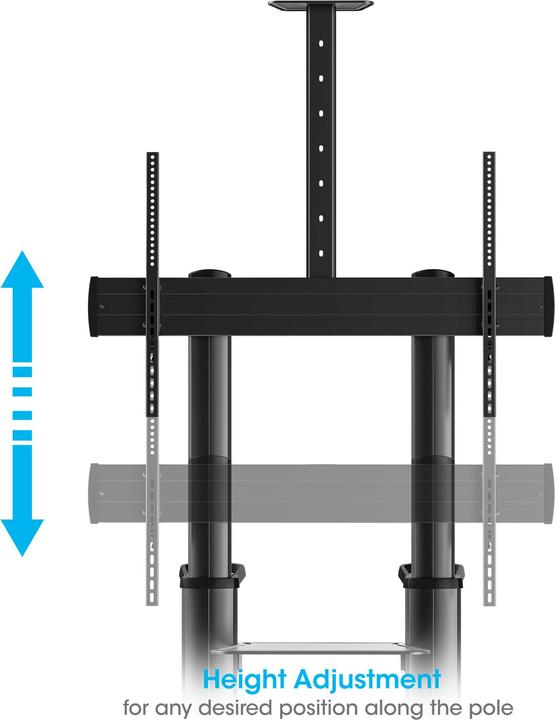Actual product image Manhattan Aluminium multimedia TV stand on castors with extremely high load capacity for large screens (120", 140 kg)