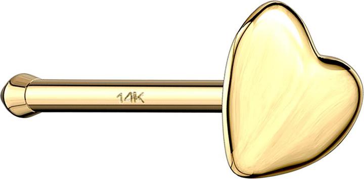 Star Piercing Nasenstecker gerade 14k gold mit Herz (14k Gold, ohne Messing)