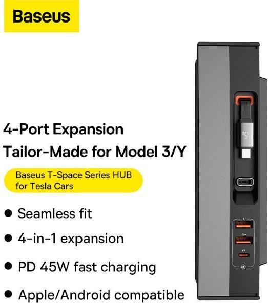 Energy Label Baseus T-Space Series USB-HUB for Tesla Model 3