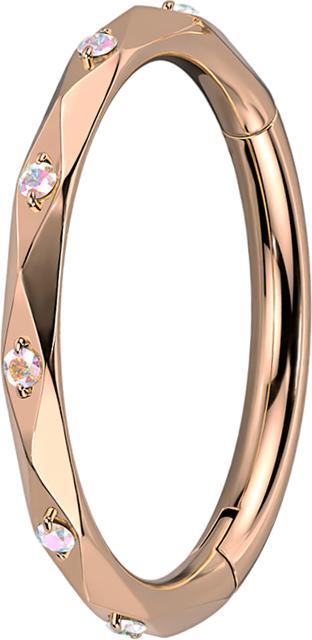 Actual product image Star Piercing Micro segment ring hinged rose gold faceted with crystals multicolour (without brass)