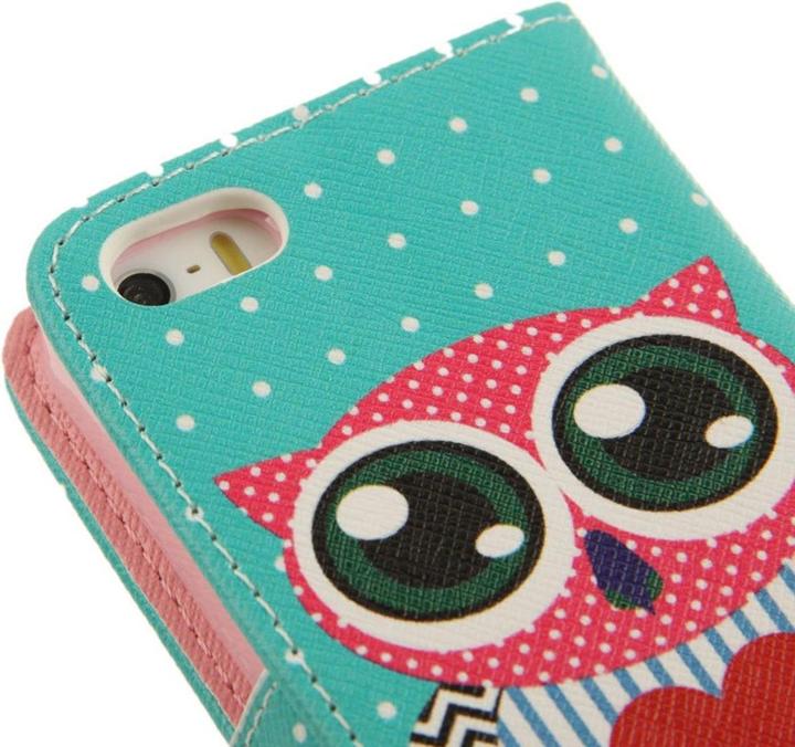 Actual product image König Design Protective cover mobile case (flip landscape) for mobile Apple iPhone 5 / 5s owl with heart (Apple iPhone 5)