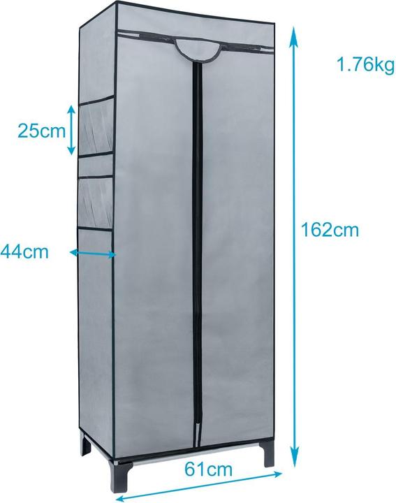 Produktbild Intirilife Faltschrank mit Reissverschluss und Kleiderstange (68 x 45 x 175 cm)
