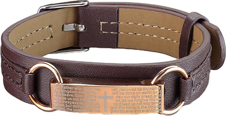 Star Piercing Kunstlederarmband braun Balken rosegold (21.60 cm, Kunstleder, Chirurgenstahl 316L, ohne Messing)
