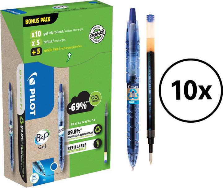Produktbild Pilot Begreen B2P Gel Greenpack 10+10 Refills (Blau, 10 x)