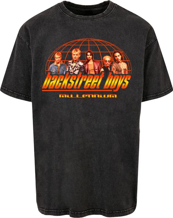 Merchcode Backstreet Boys - Millenium Globe Acid Washed Heavy Oversize Tee - 114575