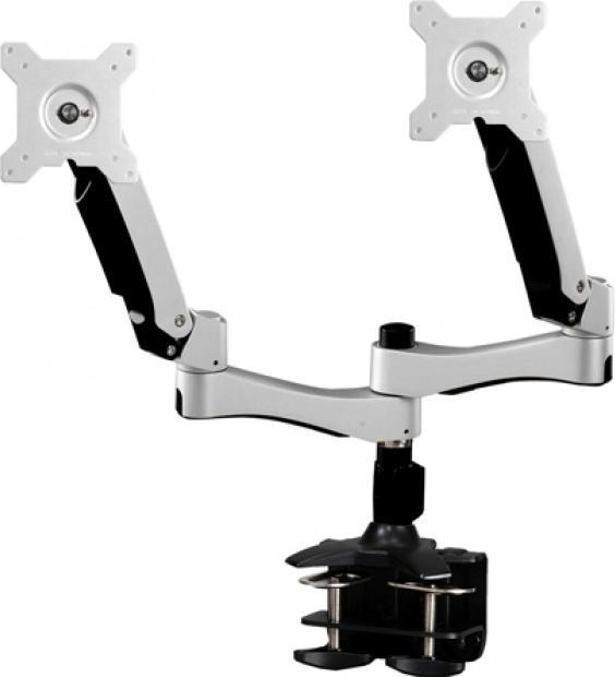 Produktbild Aavara Tischhalter AC742 für 2 Flachbildschirme 38 - 61 cm (15 - 61,00cm (24)), schwarz / silber... (Tisch, 24.02")