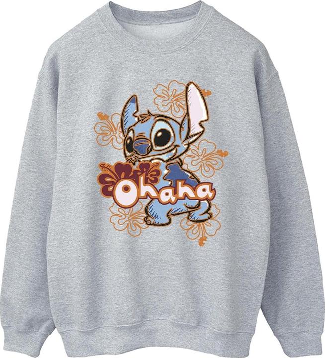 Disney Lilo And Stitch Ohana Orange Hibiscus Sweatshirt (S)
