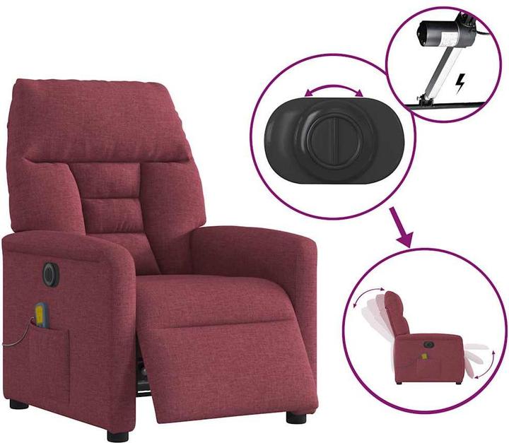 Actual product image VidaXL Massage chair electric wine red fabric