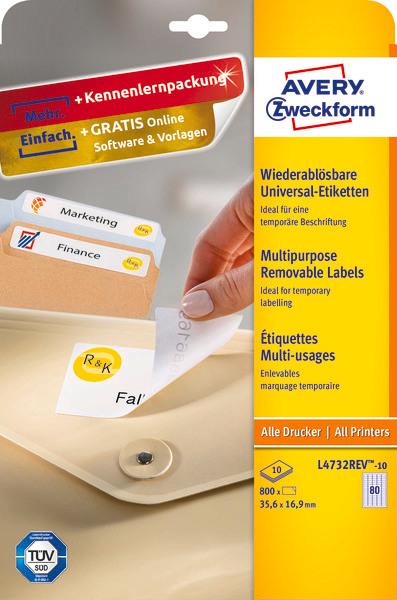 Produktbild Avery Etiketten, ablösbar, Home Office, Kleinpackung