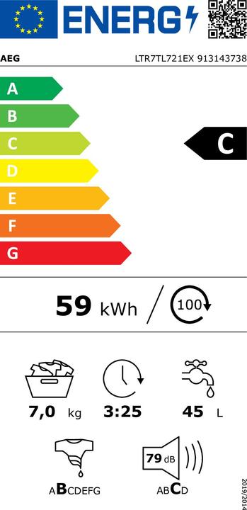 Energie-Label AEG Öko Lavamat LTR7TL721EX (7 kg, Oben)