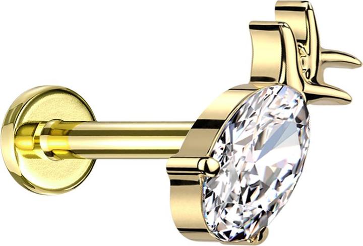 Star Piercing Micro Labret Innengewinde vergoldet Ananas vergoldet Kristall silber (ohne Messing, Titan G23)