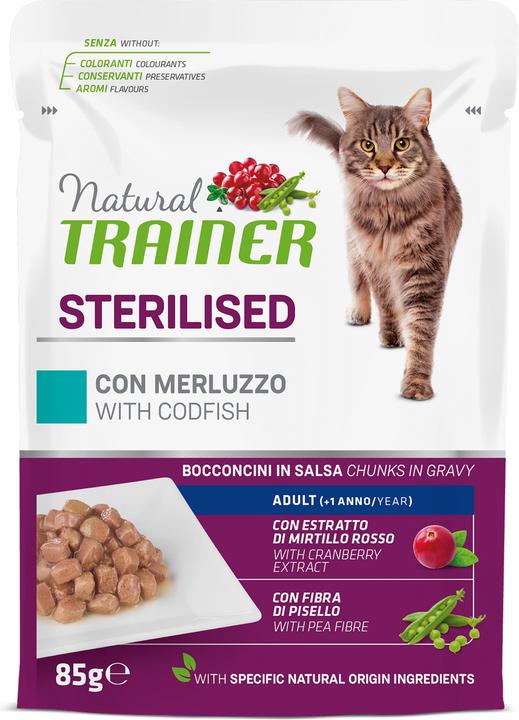 Produktbild Natural Trainer Natural Adult Sterilised Kabeljau in Sauce (Adult, 12 Stk., 1020 g)