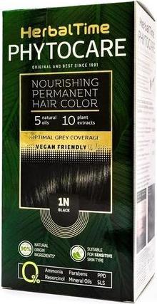 Productafbeelding Herbal Time Phytocare Permanent Haarverf Kleur Zwart 1N - Professioneel Natuurlijk (1N zwart)