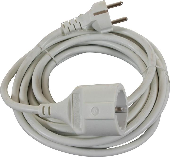 Kopp 143301011. Colour of product: White, Colour of cable: White. Current rating (maximum): 16 A. Cable (5 m, CEE 7/3)