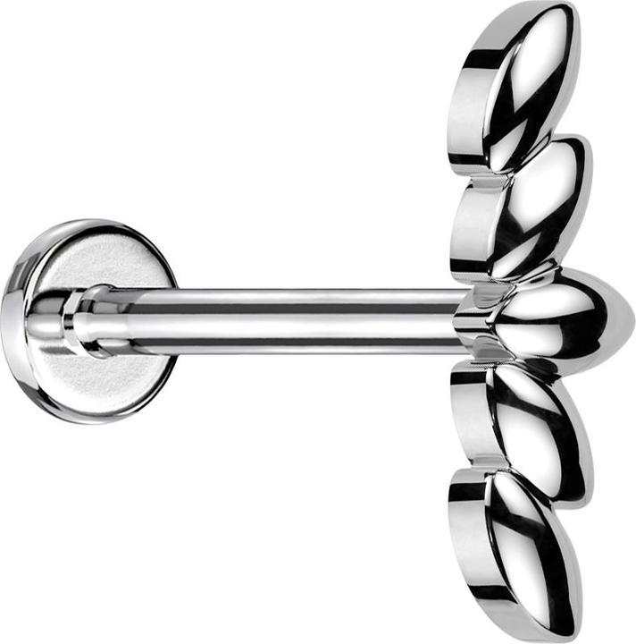 Star Piercing Micro Labret Innengewinde silber fünf Ovale Blätter silber (Messing, Chirurgenstahl 316L)