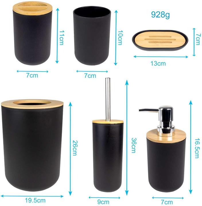 Actual product image Intirilife Badezimmer Zubehör Set inkl. Zahnputzbecher Seifenschale Seifenspender Toilettenbürste