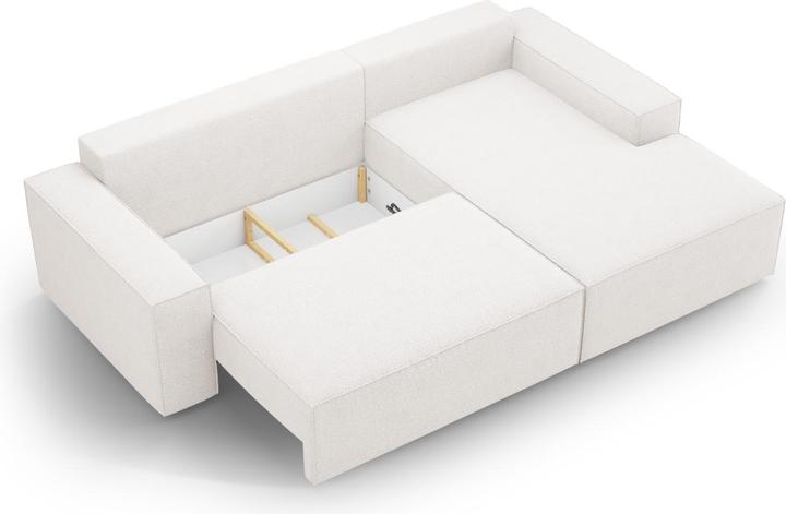 Actual product image Micadoni Bouclé Right Corner Sofa With Bed Function And Box, "Jodie", 3 Seats, 246x151x86 Made in Europe (Corner sofa)