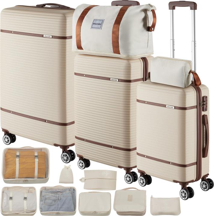 tectake Reisekofferset Madison, 13-teilig, TSA-Schloss (92 l)