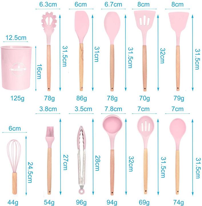 Actual product image Intirilife 12-piece kitchen utensil set with tongs whisk spatula