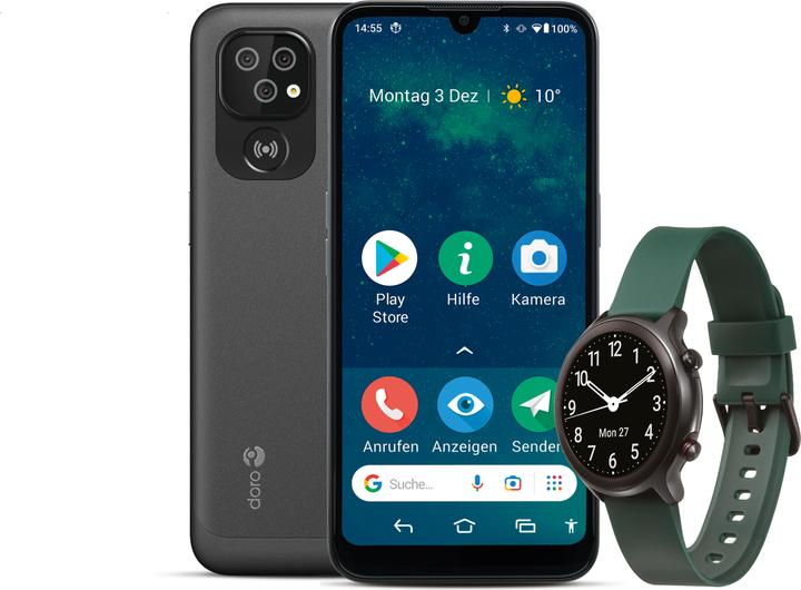 Doro Bundle 8100 + orologio (32 GB, Grigio, 6", Doppia SIM, 13 Mpx, 4G)