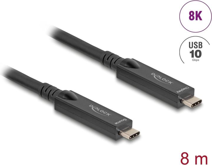 Produktbild Delock Aktives Optisches USB-C 8K Video + Daten + PD Kabel 8 m (8 m, USB 3.2 Gen 2, 60 W)