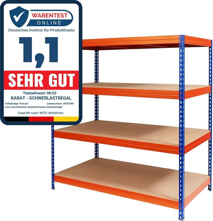 Produktbild Mammut WeitspannregalBlauOrange, Regal für Keller und Werkstatt, Traglast bis 1600 kg, 200 x 150