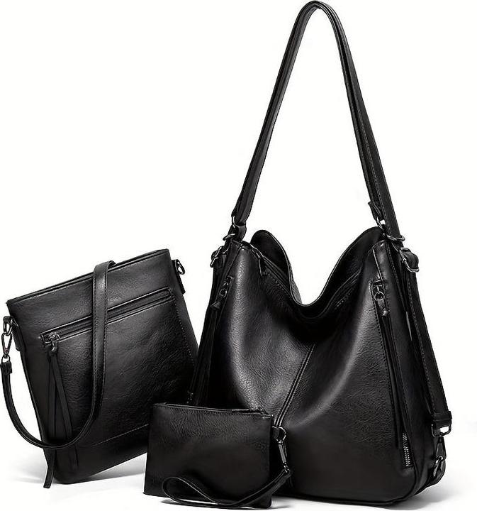 Only-Bags.Store 3 Stück/Set Vintage Top-Griff Hobo Bg, Retro-Umhängetasche mit grossem Fassungsvermögen, lässige