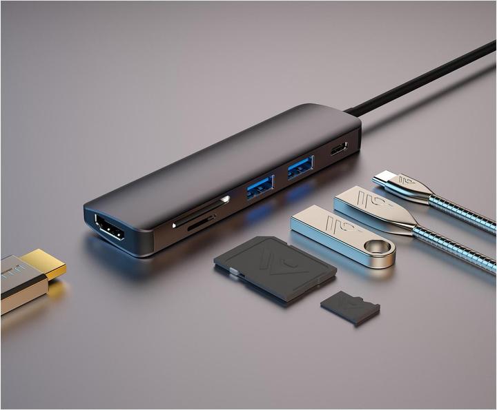 Immagine prodotto 4smarts Hub 6in1 con funzione DeX spazio grigio (USB-C, 6 Porti)