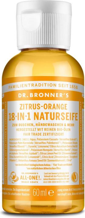 Produktbild Dr. Bronner's 18-in-1 Zitrus-Orange (Flüssigseife, 60 ml)