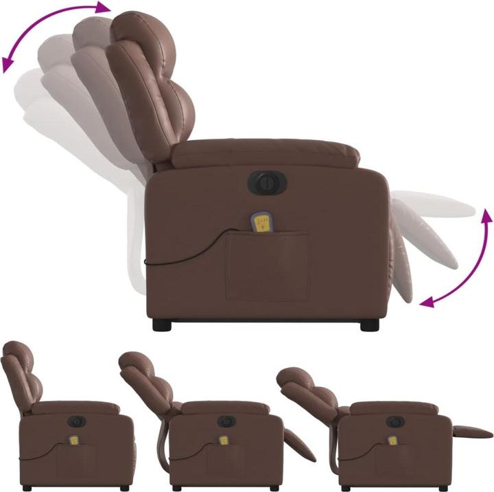 Actual product image VidaXL Massage armchair electric stand-up aid recliner armchair armchair brown imitation leather