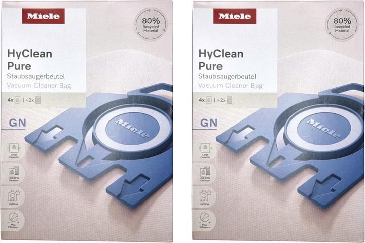 Actual product image Miele 2x HyClean Pure GN Staubsaugerbeutel 8 Stück mit Filter ( 2x 12421130 ) für Complete C2 / C3 (8 x)
