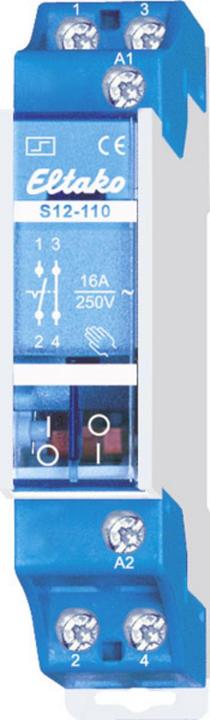 Produktbild Eltako Stromstossschalter 12V DC. 1 Schliesser + 1 Öffner 16A/250V AC