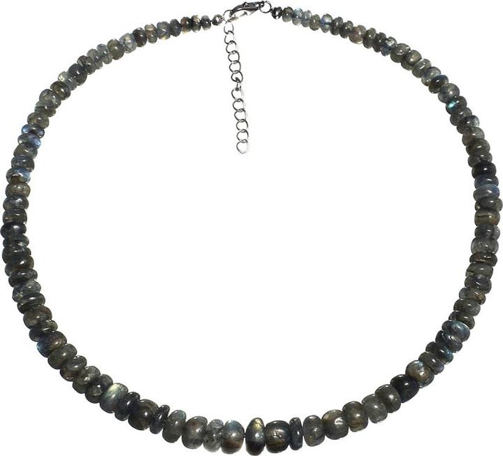 Xen Labradorit- Collier Rondelle 47 + 5 cm 925 Silber (925 Sterling Silber, 48 cm)