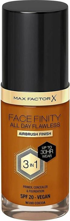 Produktbild Max Factor Facefinity 3-in-1 All Day Flawless Foundation SPF 20 100 Cocoa 30ml (W100 Cocoa)