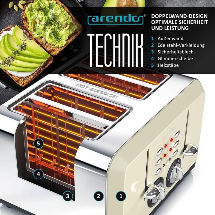 Image du produit Arendo Grille-pain automatique 4 tranches beige (Prise UE)