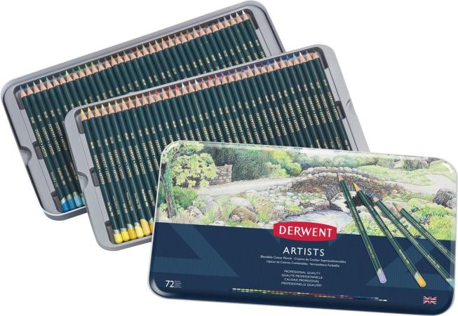Image du produit Derwent Crayon Artists med 72 pc. ass. farver i metalaeske (72 x)