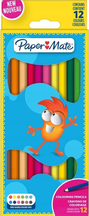 Paper Mate Matite colorate per bambini Colorate 12er M Blister (Multicolore, 12 x)