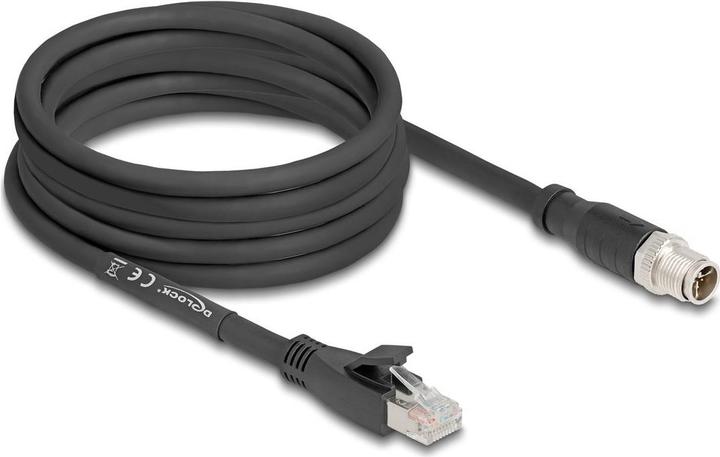 Produktbild Delock M12 Kabel X-kodiert 8 Pin Stecker zu RJ45 Stecker Cat (S/FTP, CAT5e, 5 m)