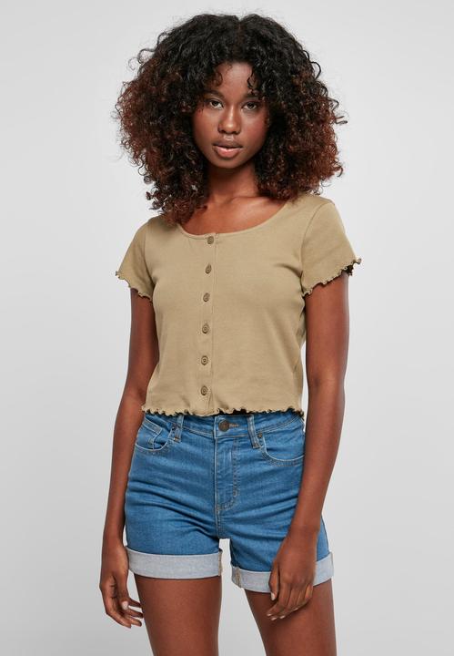 Produktbild Urban Classics Ladies Cropped Button Up Rib Tee - 12114 (5XL)
