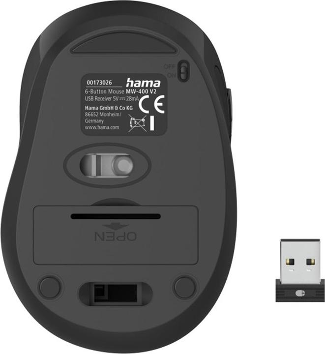Image du produit Hama Souris sans fil 6 boutons MW-400 V2 noire (Sans fil)