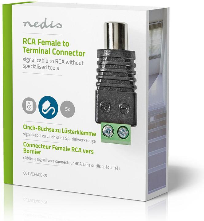 Produktbild Nedis CCTVCF40BK5 Sicherheitsstecker für CCTV 5, 2 Kabel auf Cinch-Buchse (Kabel)