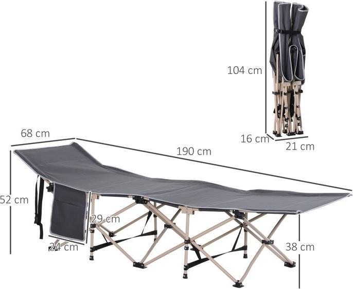 Image du produit Swisshandel24 Feldbett Campingbett Campingliege Faltbar Tragetasche Stahl Oxford Grau