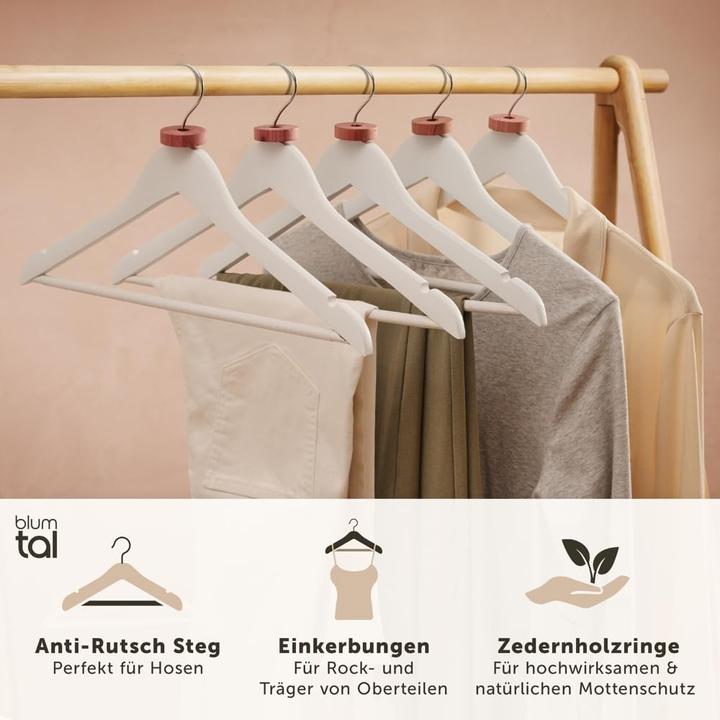 Produktbild Blumtal 20er-Set Kleiderbügel + Zedernholz Mottenschutz (20 x)