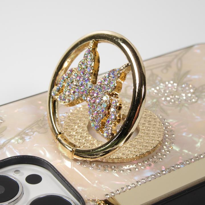 Produktbild PhoneLook Hülle Perlmutt Schmetterling Strass mit Videounterstützung (Apple iPhone 13 Pro Max)