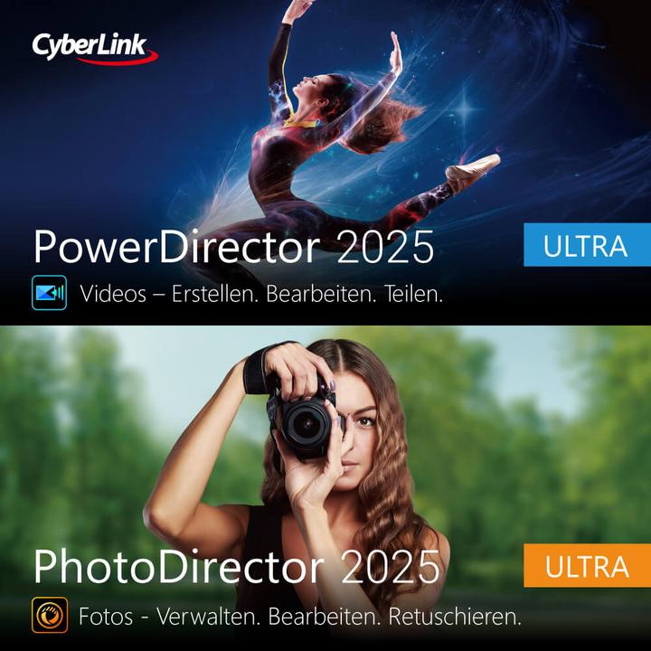 Produktbild CyberLink PowerDirector 2025 Ultra & PhotoDirector 2025 Ultra Duo Download Code (1 User, 1 Geräte/User, unbegrenzt)